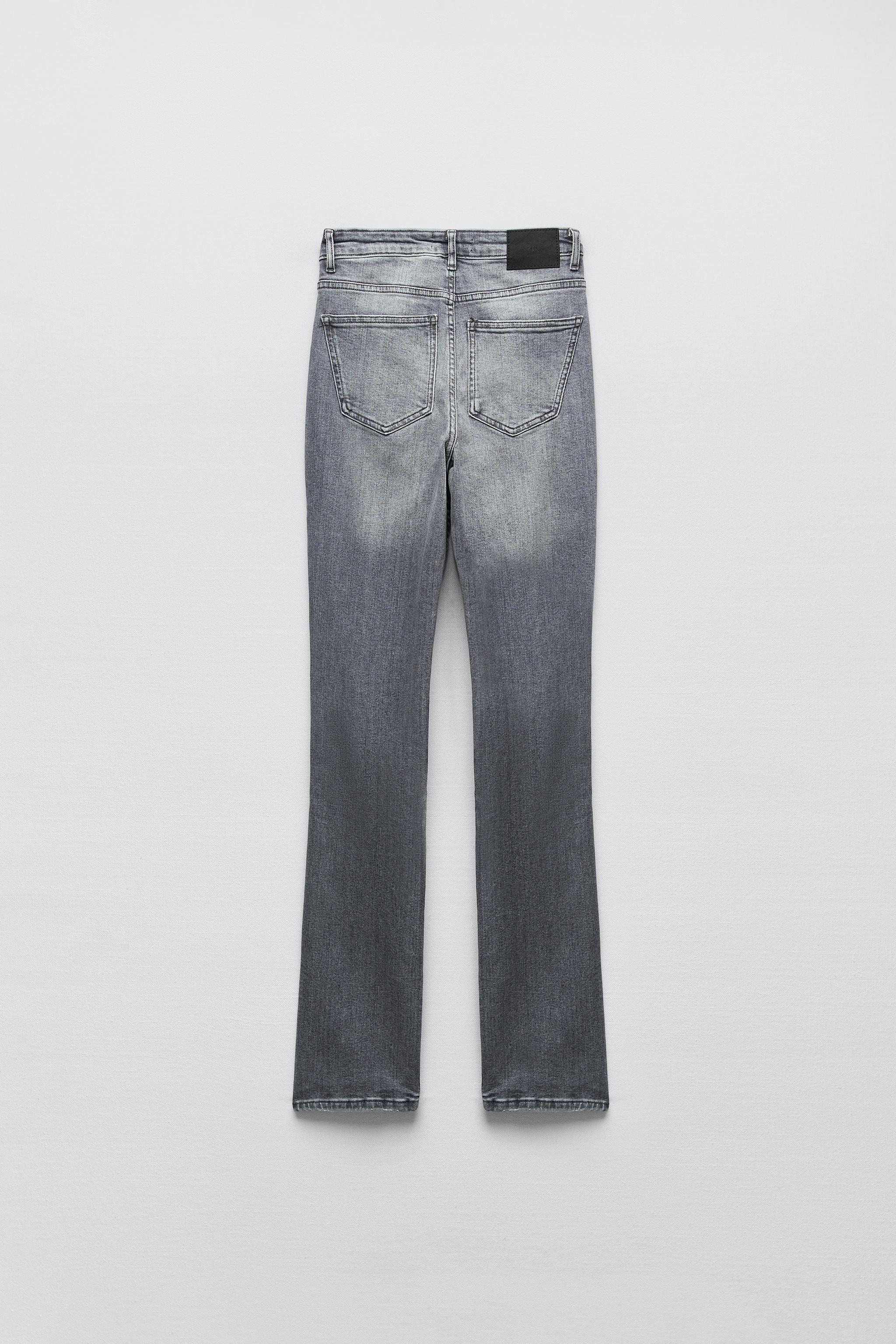 RIPPED SLIM FIT JEANS WITH SPLIT HEMS Grey ZARA Turkey